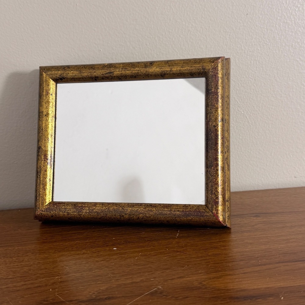 Vintage Gold Framed Wall Mirror Taiwan ROC Small Hollywood Regency Cottagecore